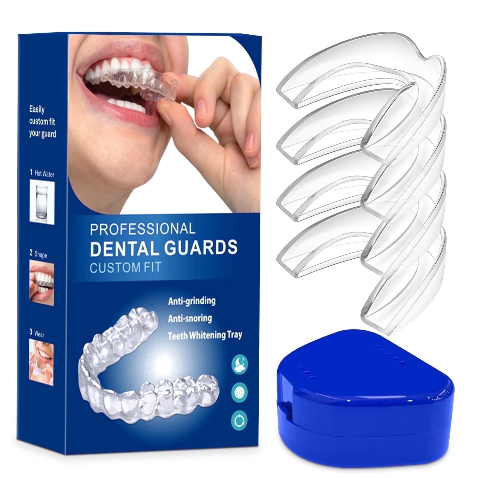 Mouth Guard for Grinding Teeth at Night, Moldable Dental Guard for Sleeping, Nighttime Protection for Teeth 4 Pack