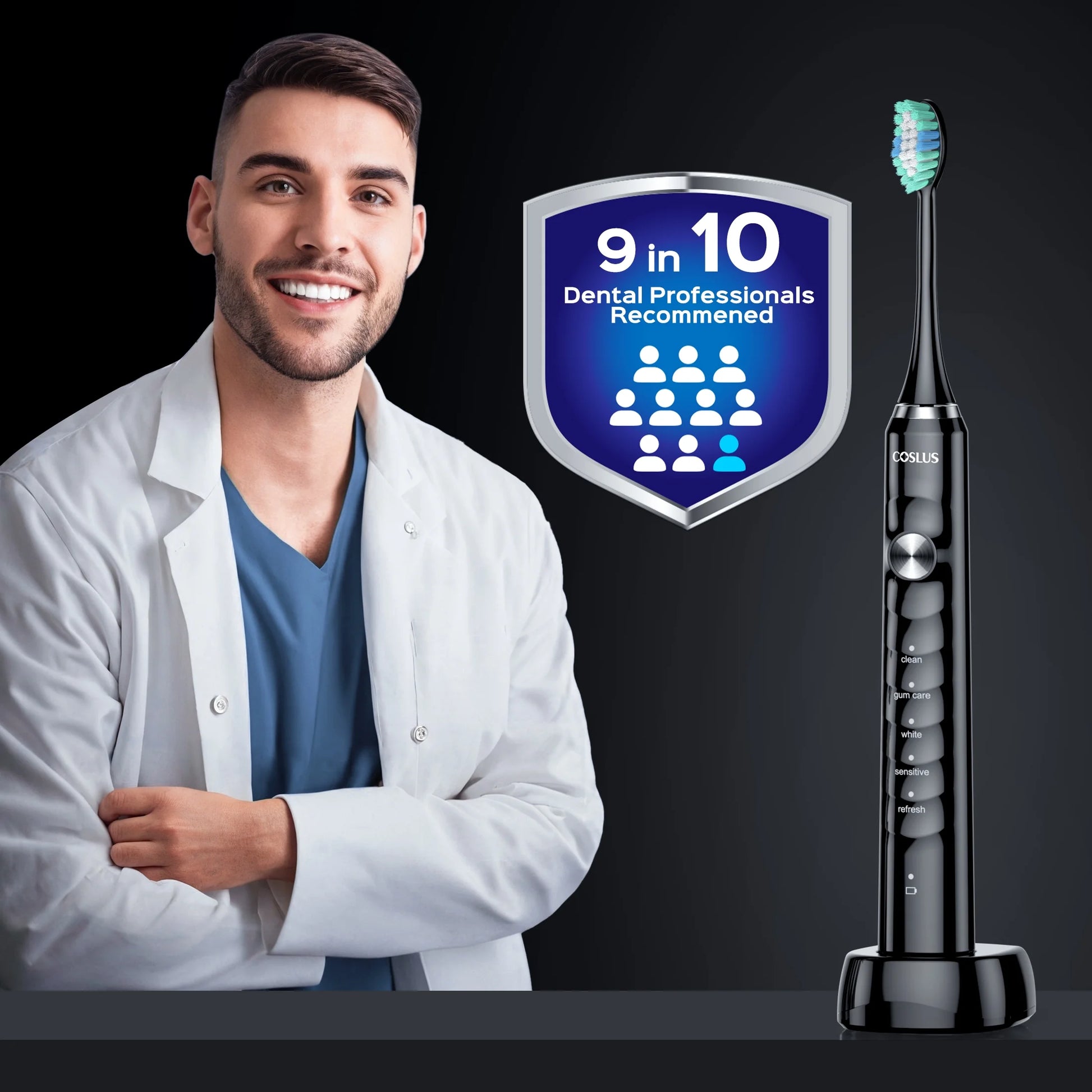 CX40 Electric Toothbrush for Adults and Teen,Wireless Rechargeable Tooth Brush,Youth with Portable Travel Case,5 Modes 47000 Power Toothbrushes 6 Brush Heads ,70Day Battery Life Black