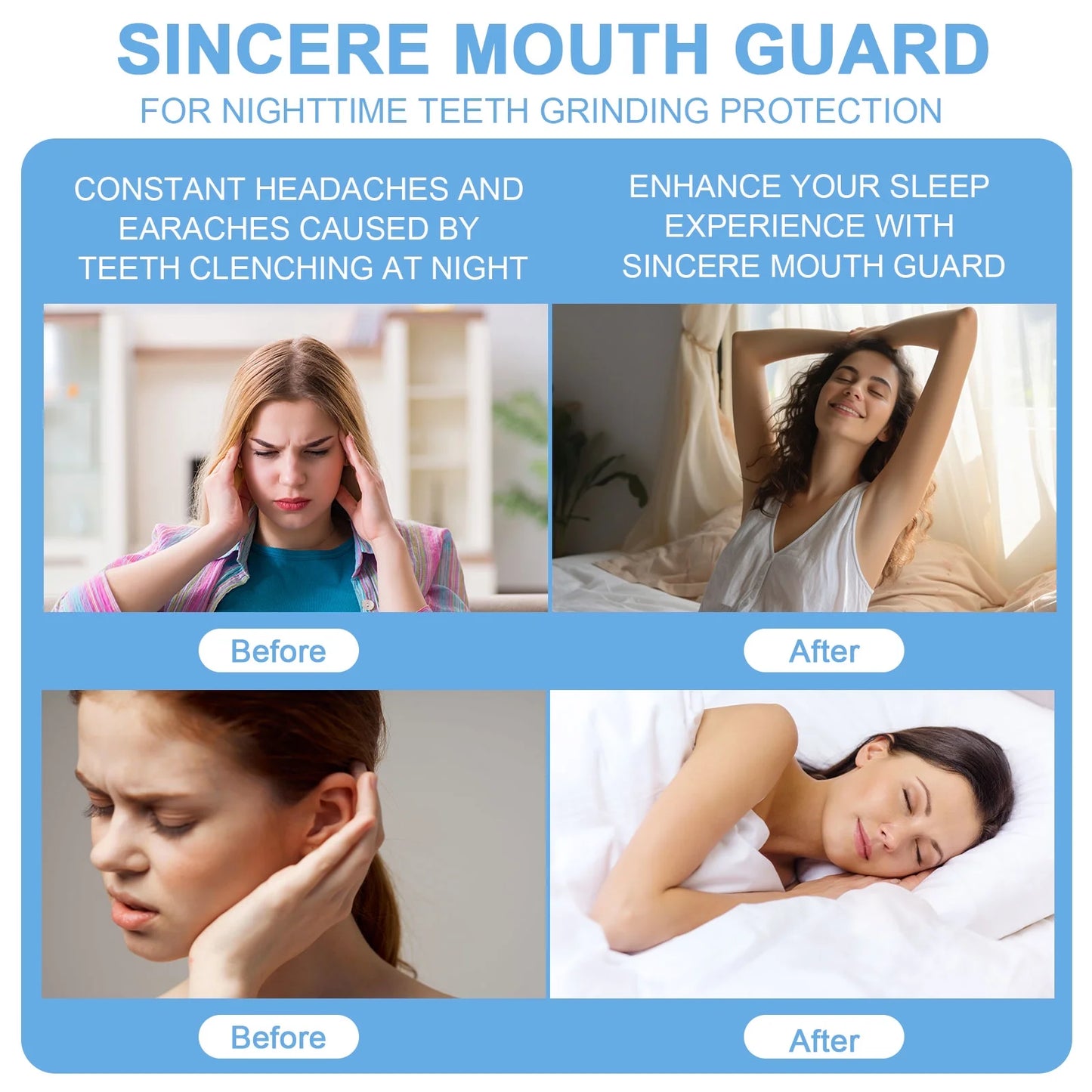 Mouth Guard for Grinding Teeth at Night, Moldable Dental Guard for Sleeping, Nighttime Protection for Teeth 4 Pack