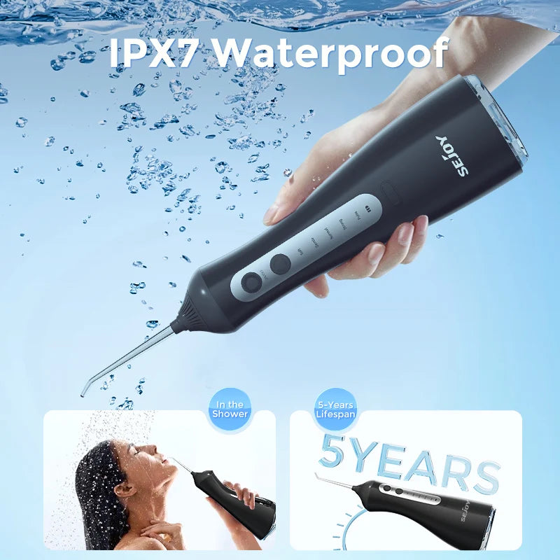 Electric Oral Irrigator Water Dental Flosser Pick for Teeth Cordless 350ML Water Tank,6 Cleaning Modes, IPX7 for Home