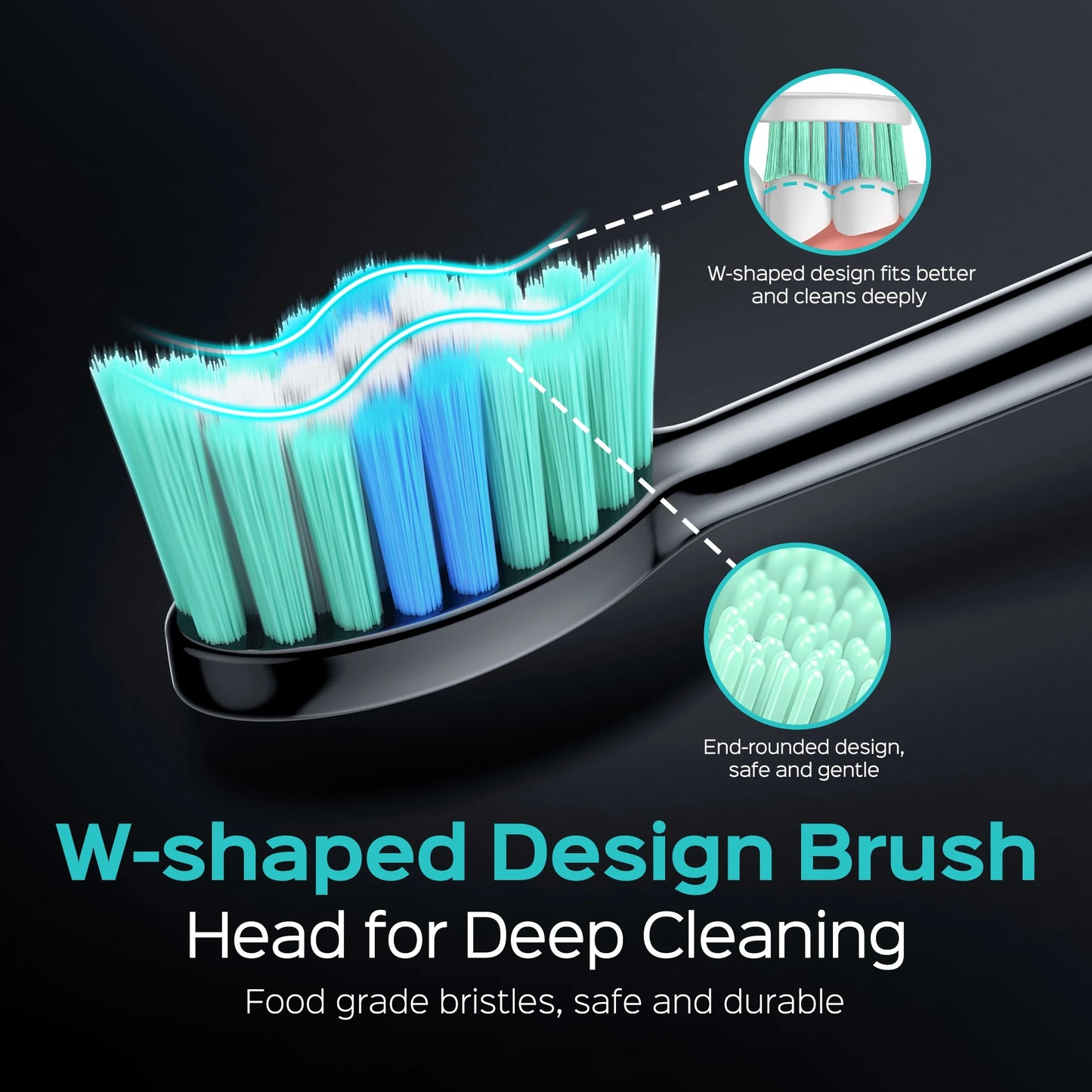 CX40 Electric Toothbrush for Adults and Teen,Wireless Rechargeable Tooth Brush,Youth with Portable Travel Case,5 Modes 47000 Power Toothbrushes 6 Brush Heads ,70Day Battery Life Black