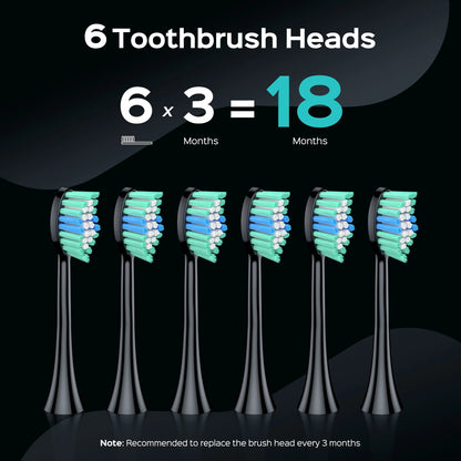 CX40 Electric Toothbrush for Adults and Teen,Wireless Rechargeable Tooth Brush,Youth with Portable Travel Case,5 Modes 47000 Power Toothbrushes 6 Brush Heads ,70Day Battery Life Black